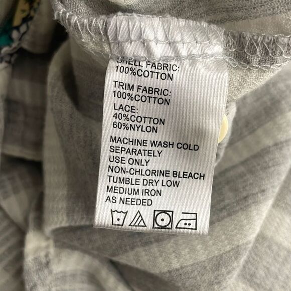 Anthropologie Isabella Sinclair Ivory & Grey Striped Button Down Shirt w Lace Pa - Picture 12 of 14